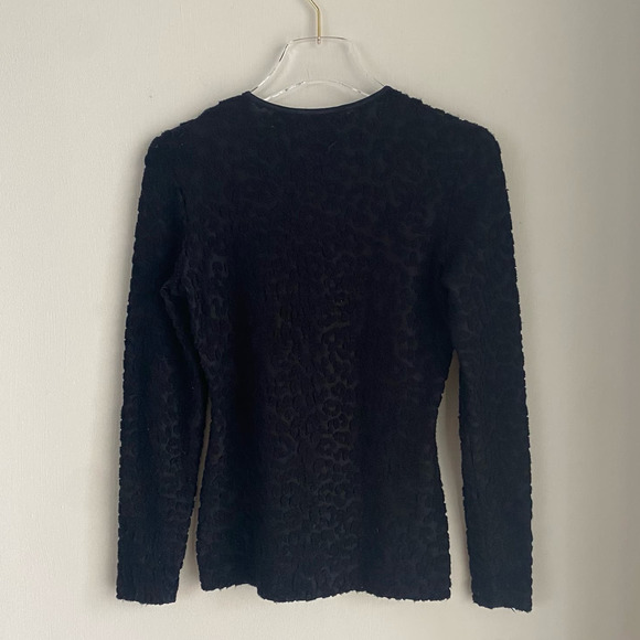 Vintage ESCADA Margaretha Ley 1990s Black Textured Pullover Top EU 36 Cheetah - Picture 3 of 7